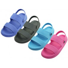 S7650LA - Wholesale Women's "EasyUSA" Double Strp Upper Super Soft Sandals ( *Asst. Black. Navy. Hot Pink And Lt. Blue )
